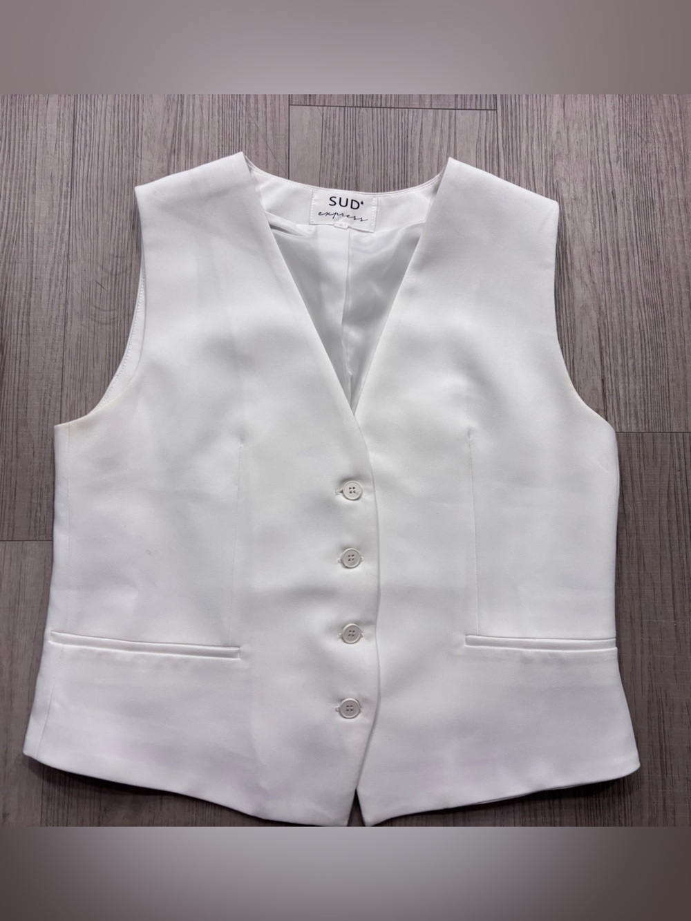 SUD - White Button-Front Women's Vest